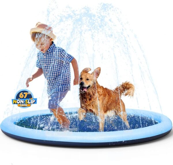 Non-Slip Splash Pad for Kids and Dogs - 67 Inch Thicken Sprinkle