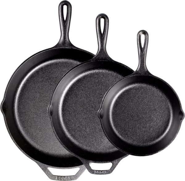 Lodge Pre-Seasoned Cast Iron Skillet Set - 3 Piece (8", 10.25",